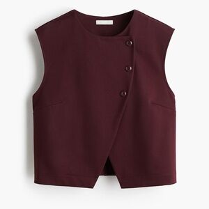 H&M Asymmetric Wrap Vest - Burgundy